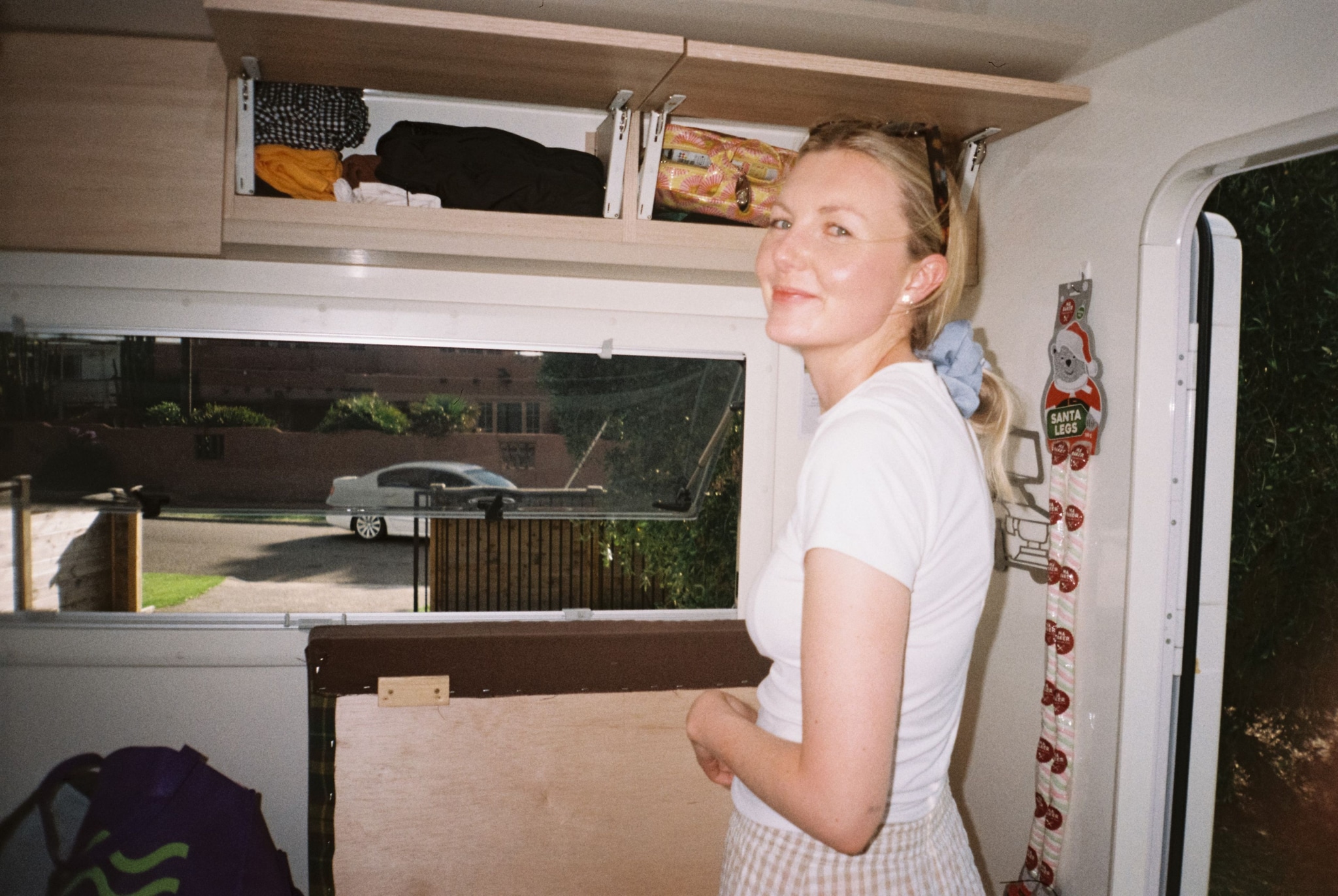 woman shelf cabinet clothes window car house door decoration white wall